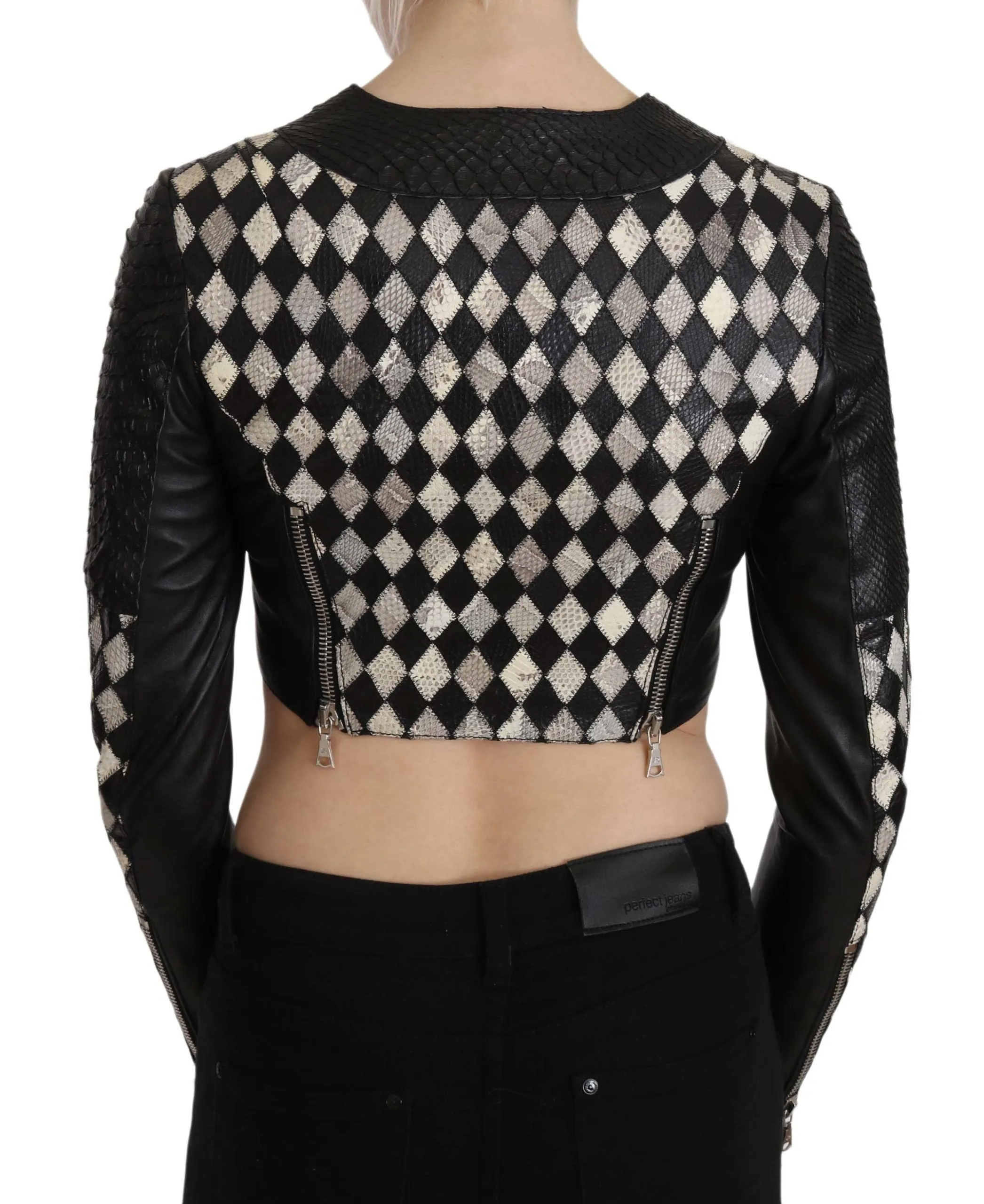 John Richmond   Leather Short Cropped Biker Jacket Women's Coat