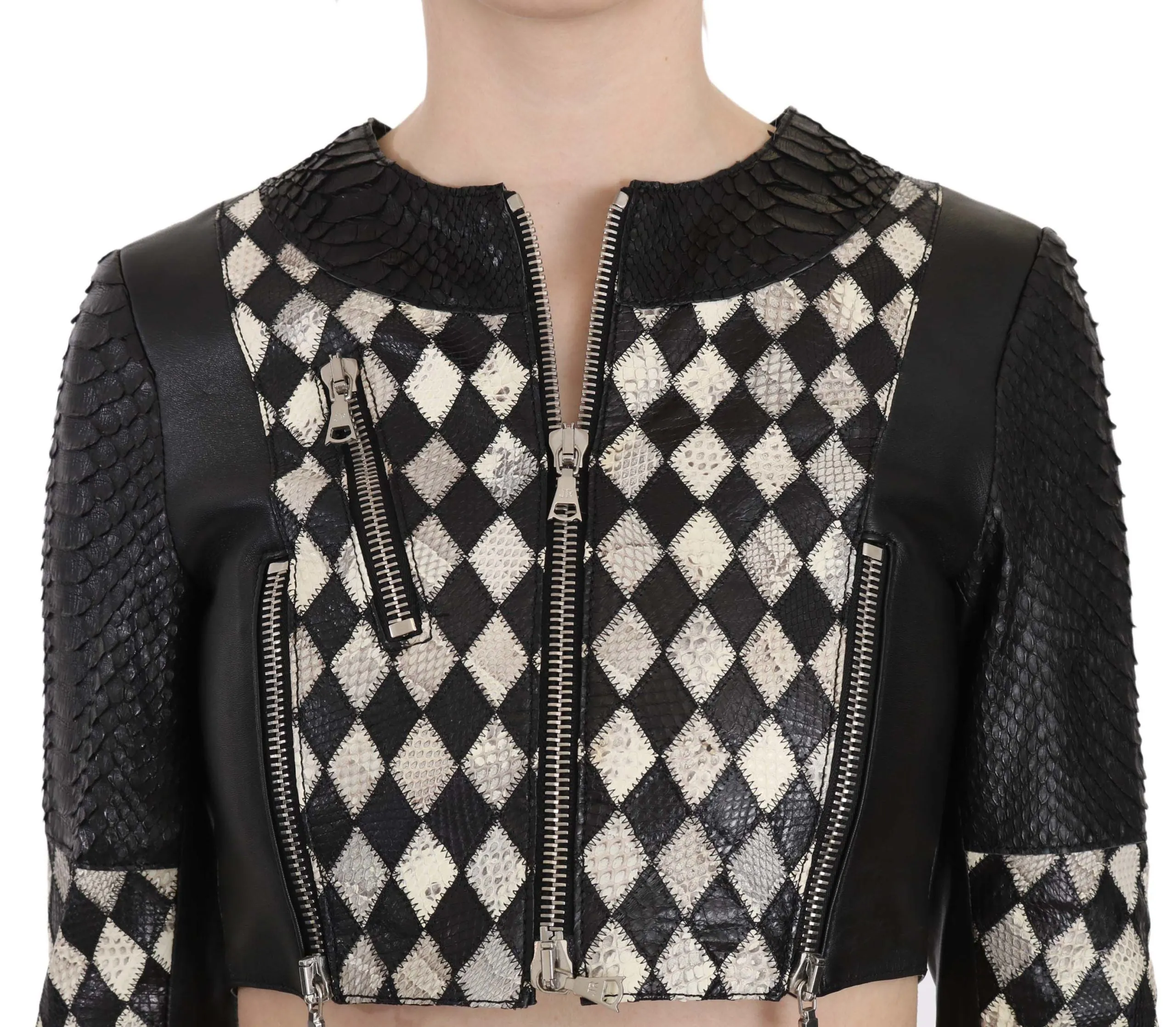 John Richmond   Leather Short Cropped Biker Jacket Women's Coat