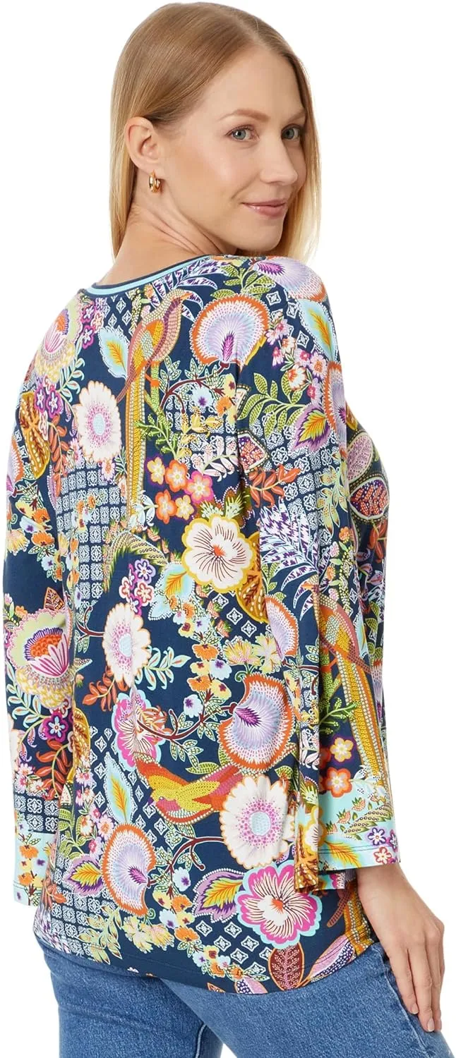 Johnny Was Women's The Janie Favorite V-Neck Kimono Sleeve Tee-Wild, Multicolor