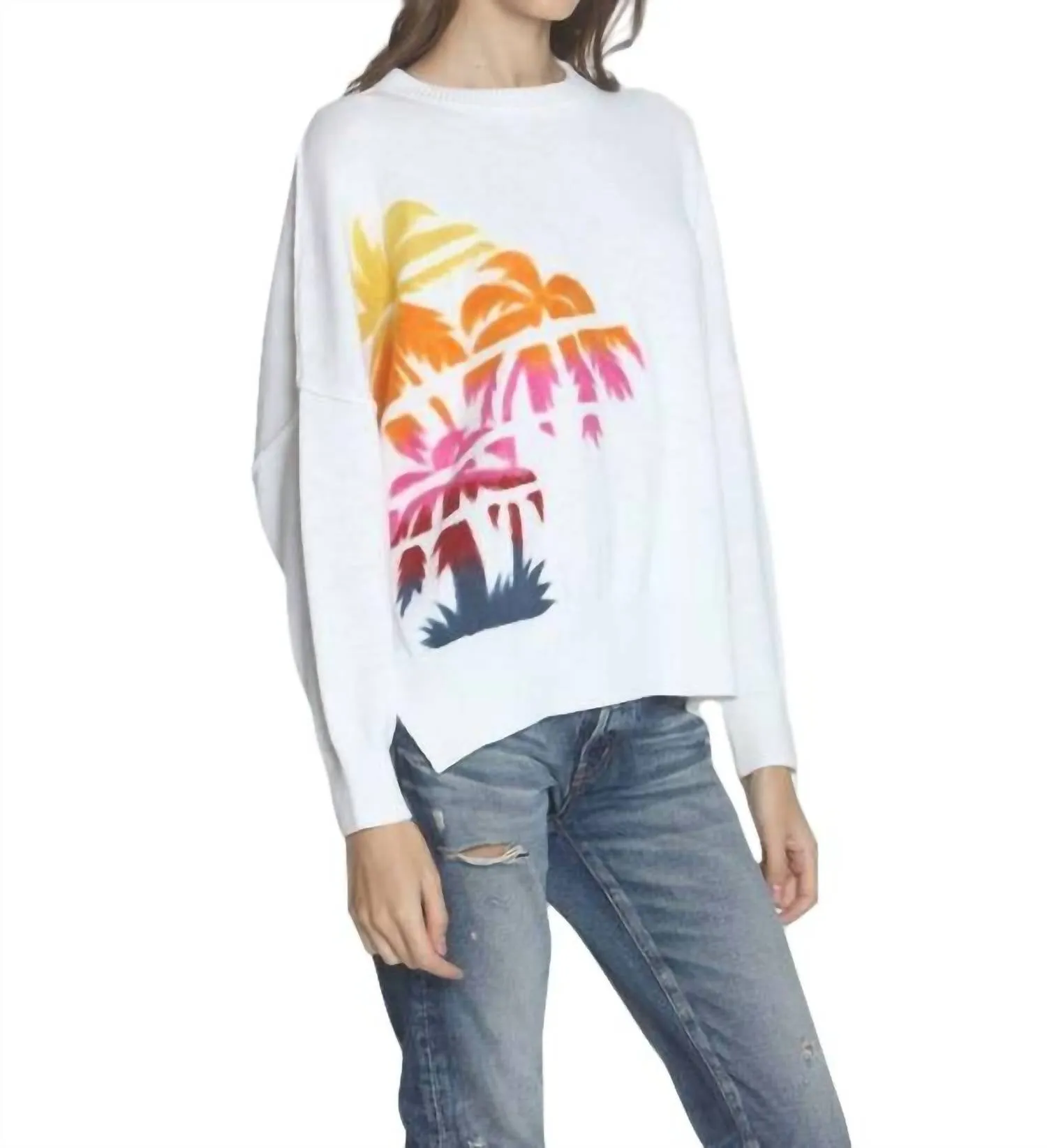 Karma Sweatshirt In White Palms