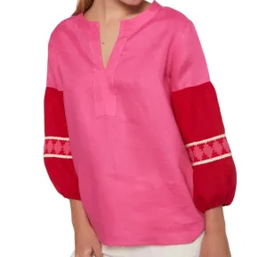 Kaya Shirt In Pink Linen