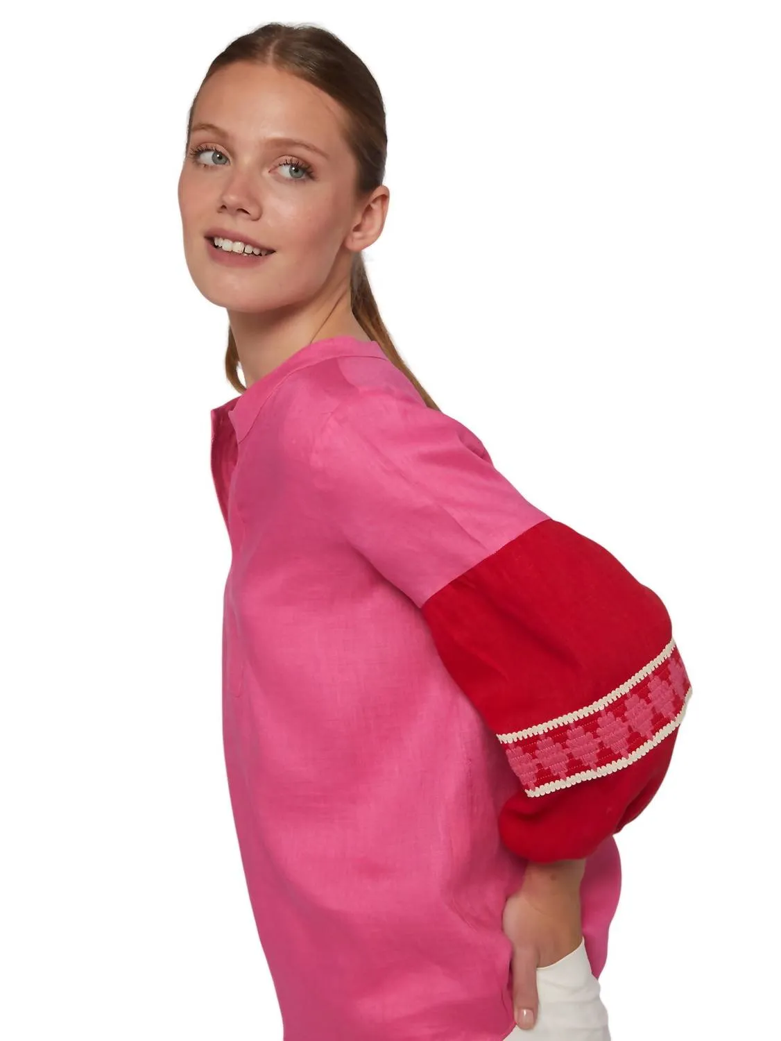 Kaya Shirt In Pink Linen