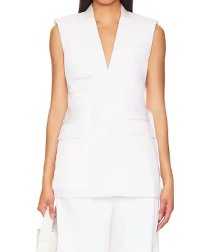 Kirby Reverse Tailored Vest In Ivory