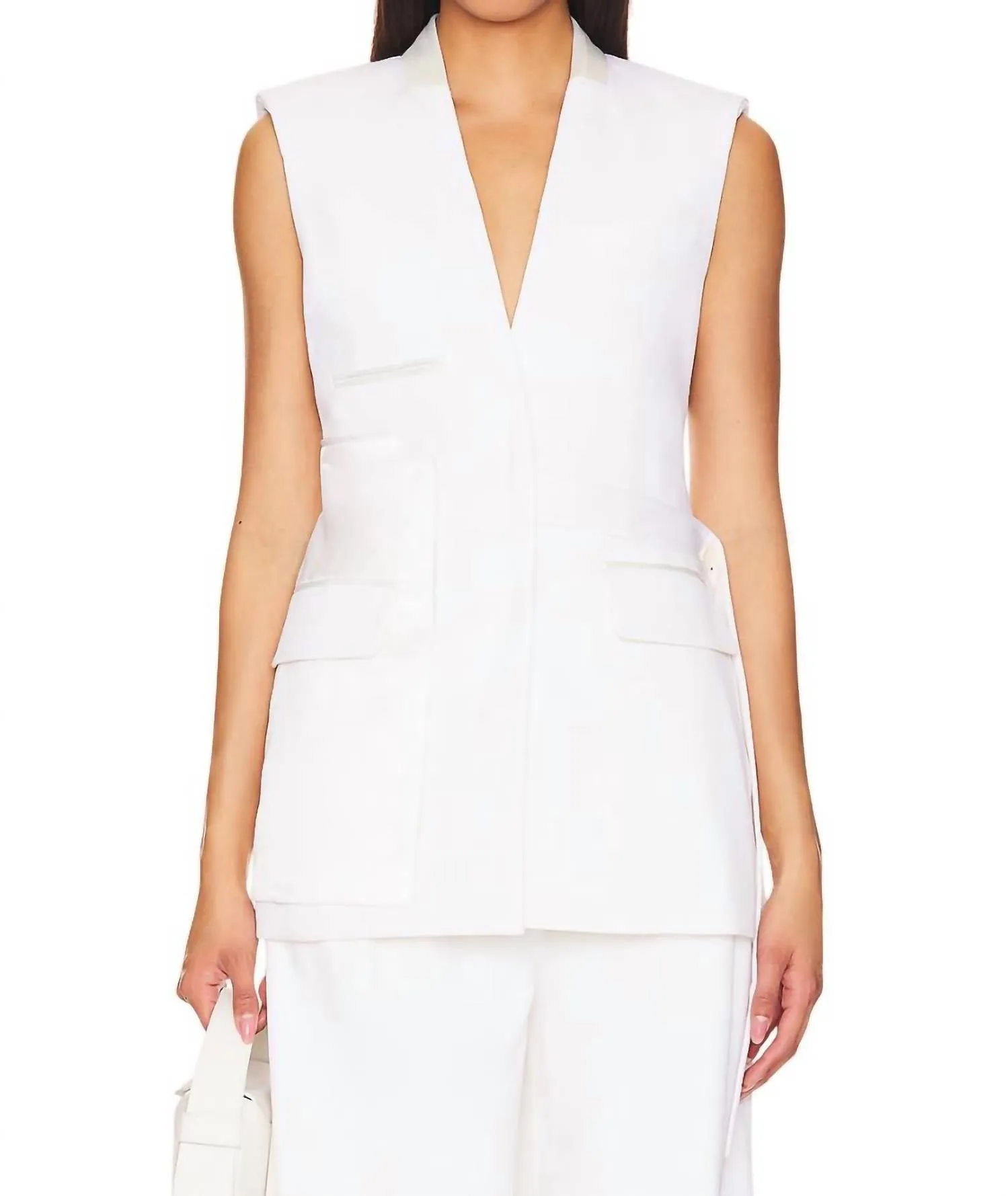 Kirby Reverse Tailored Vest In Ivory