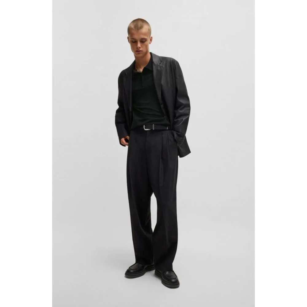 Knit polo sweater with concealed placket in slim fit