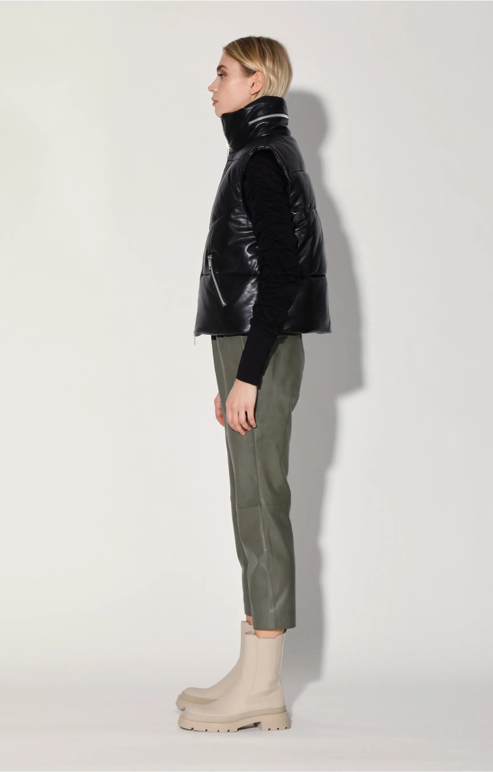 Landon Vest, Black - Puffer Leather