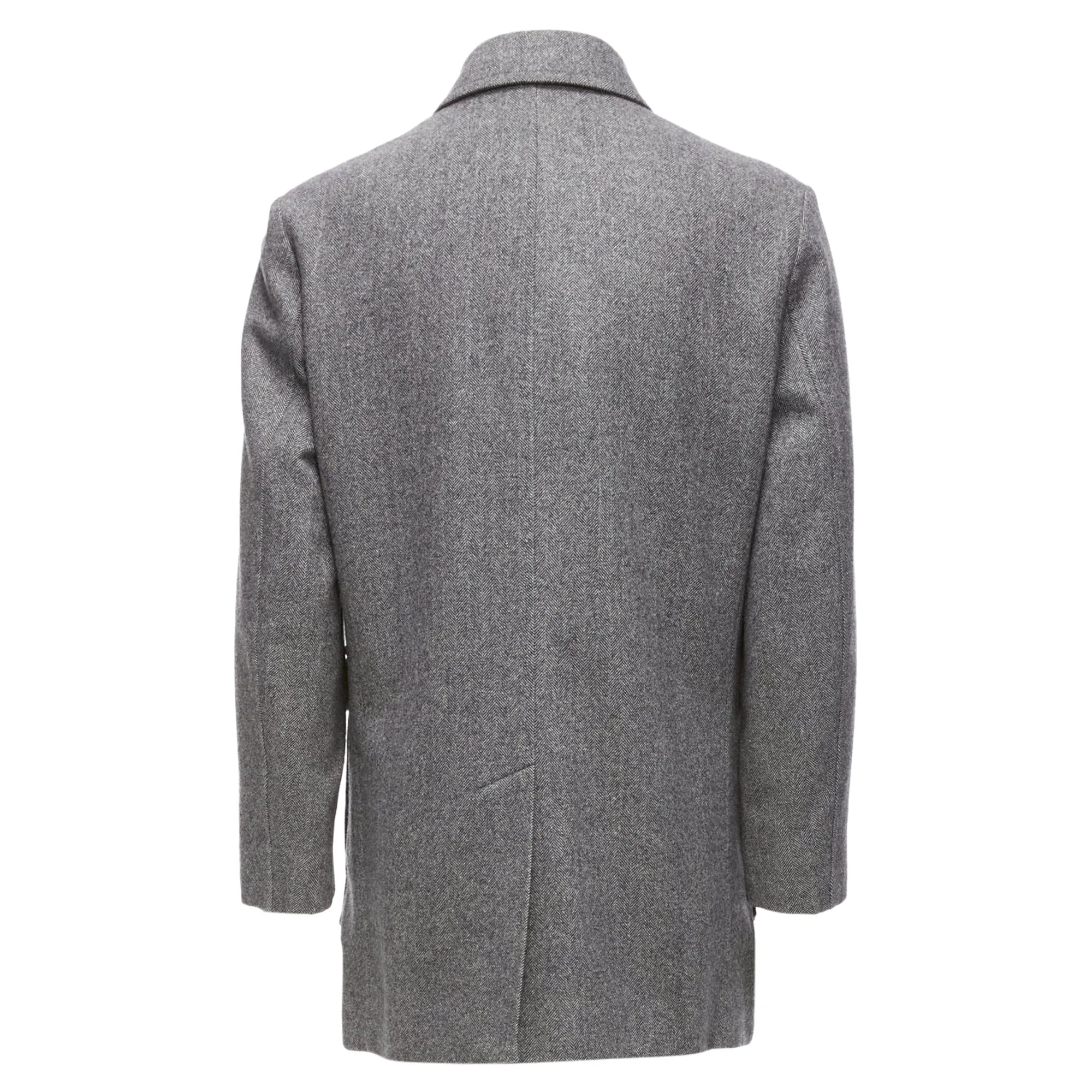 Lanvin JL Wool Blend Herringbone Dual Pocketed Overcoat