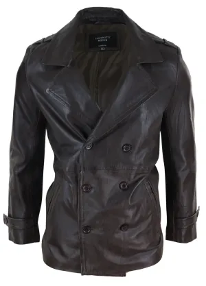 Leather 3/4 Double Breasted Coat