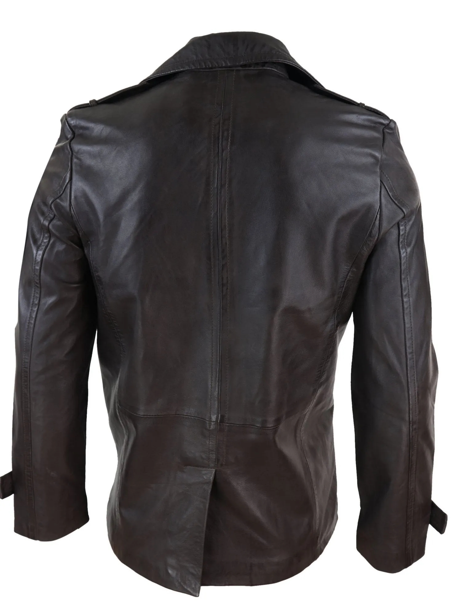 Leather 3/4 Double Breasted Coat