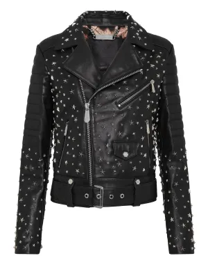Leather Biker oversize stars Studs