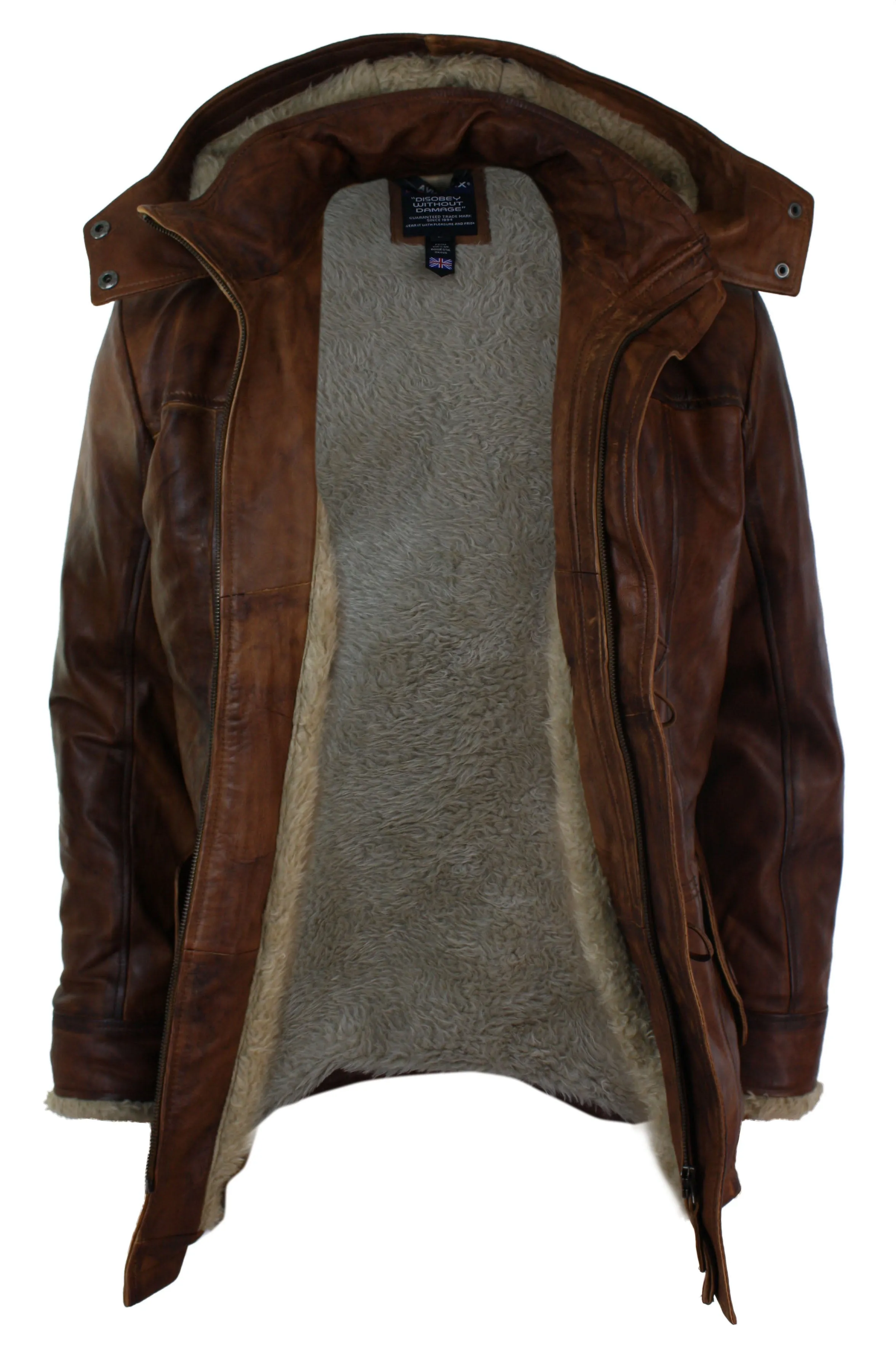 Leather Hood Duffle Safari Jacket