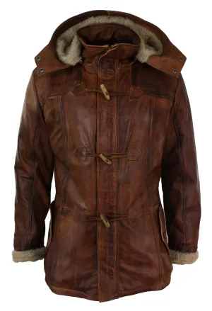 Leather Hood Duffle Safari Jacket