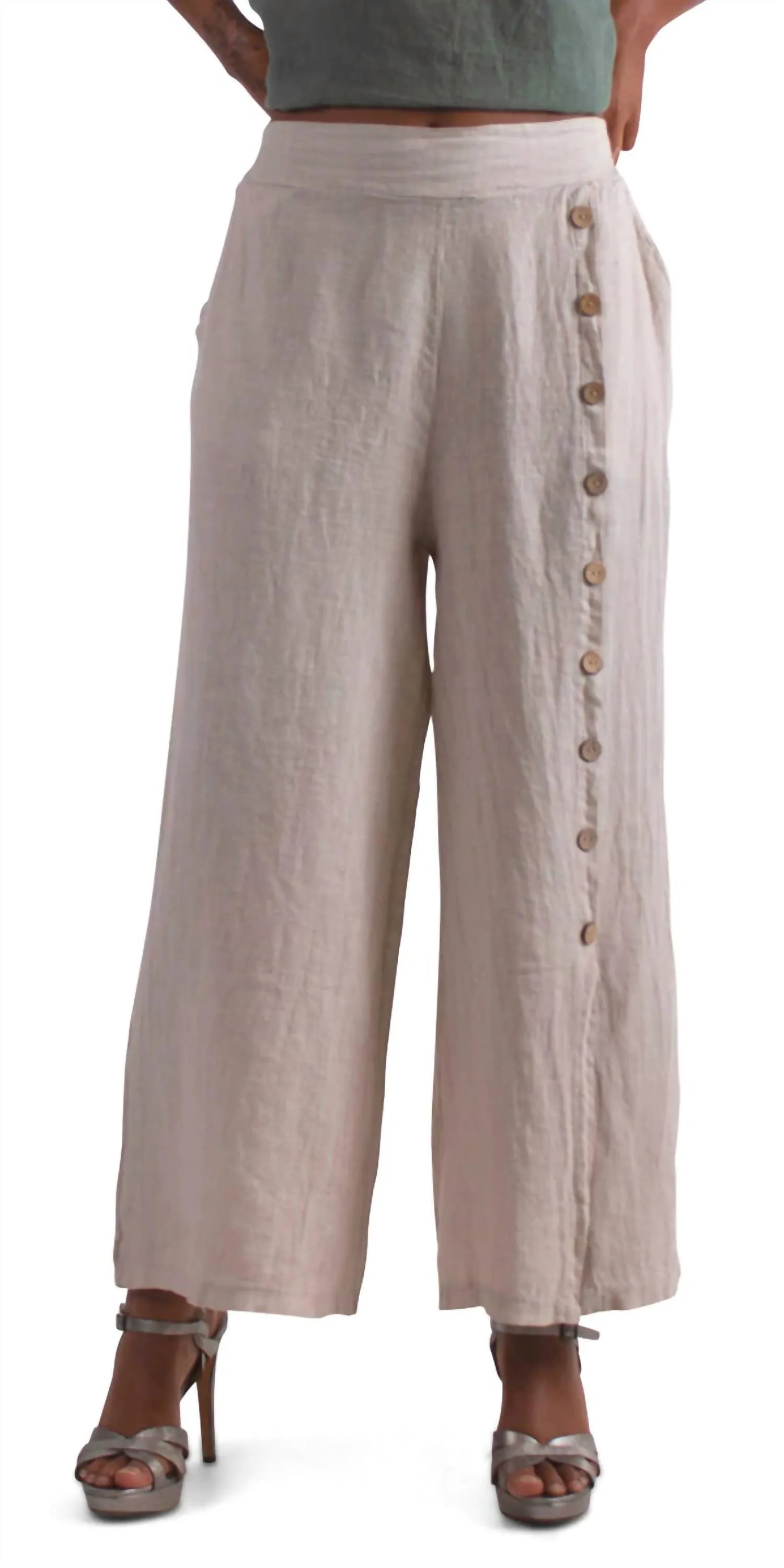 Leggera Linen Open Front Jacket With Cuffed Sleeves In Beige