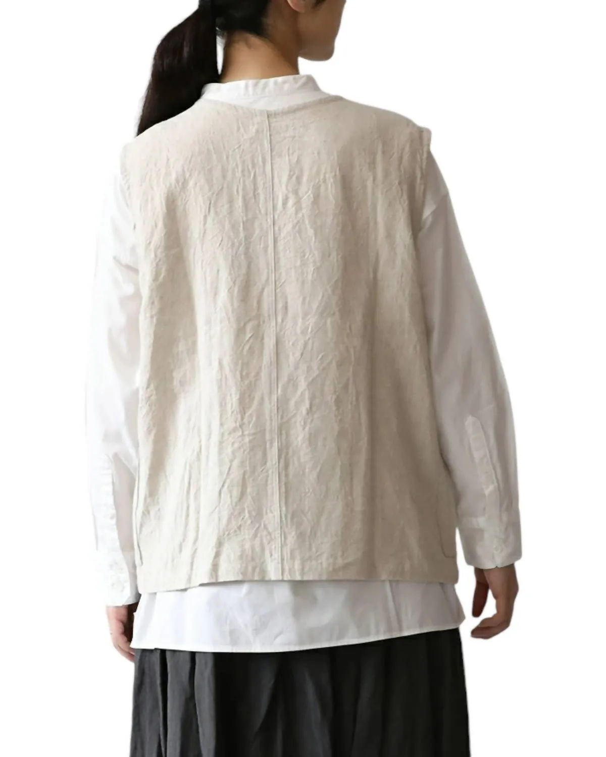 Linen Vintage Vest In Natural