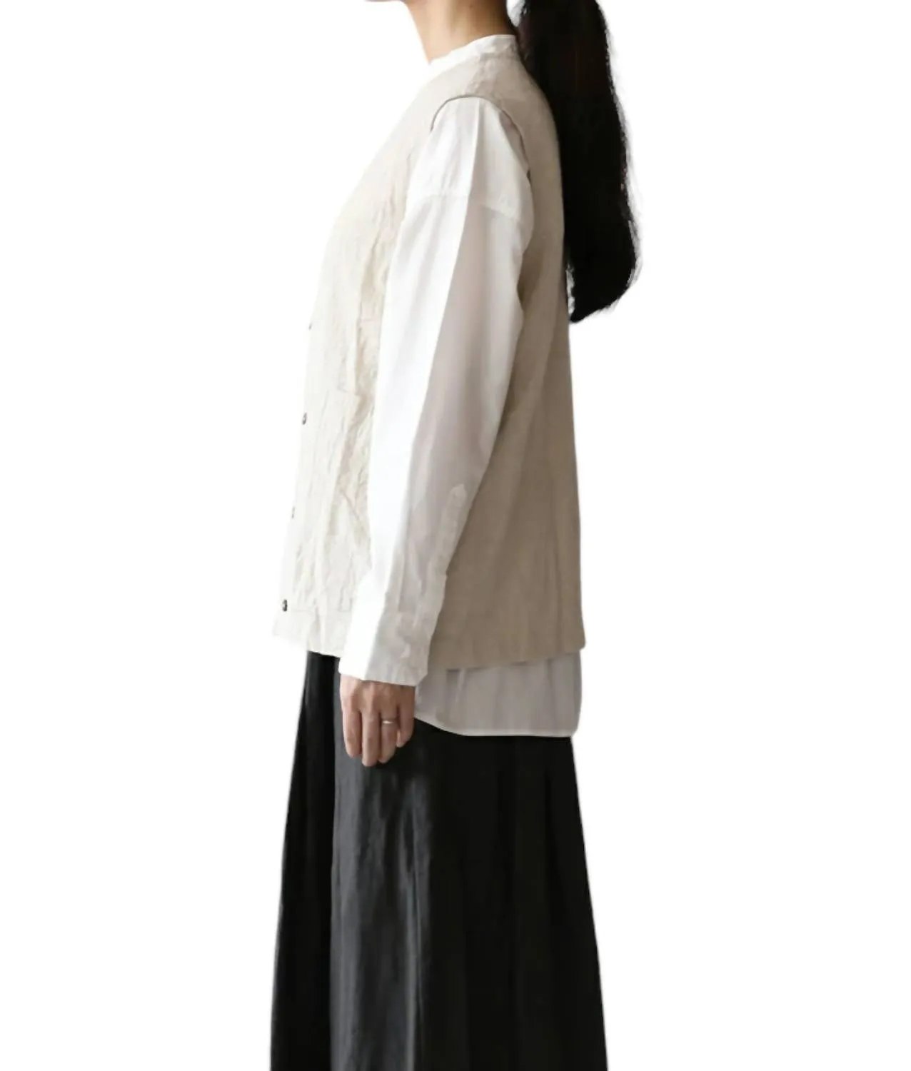 Linen Vintage Vest In Natural