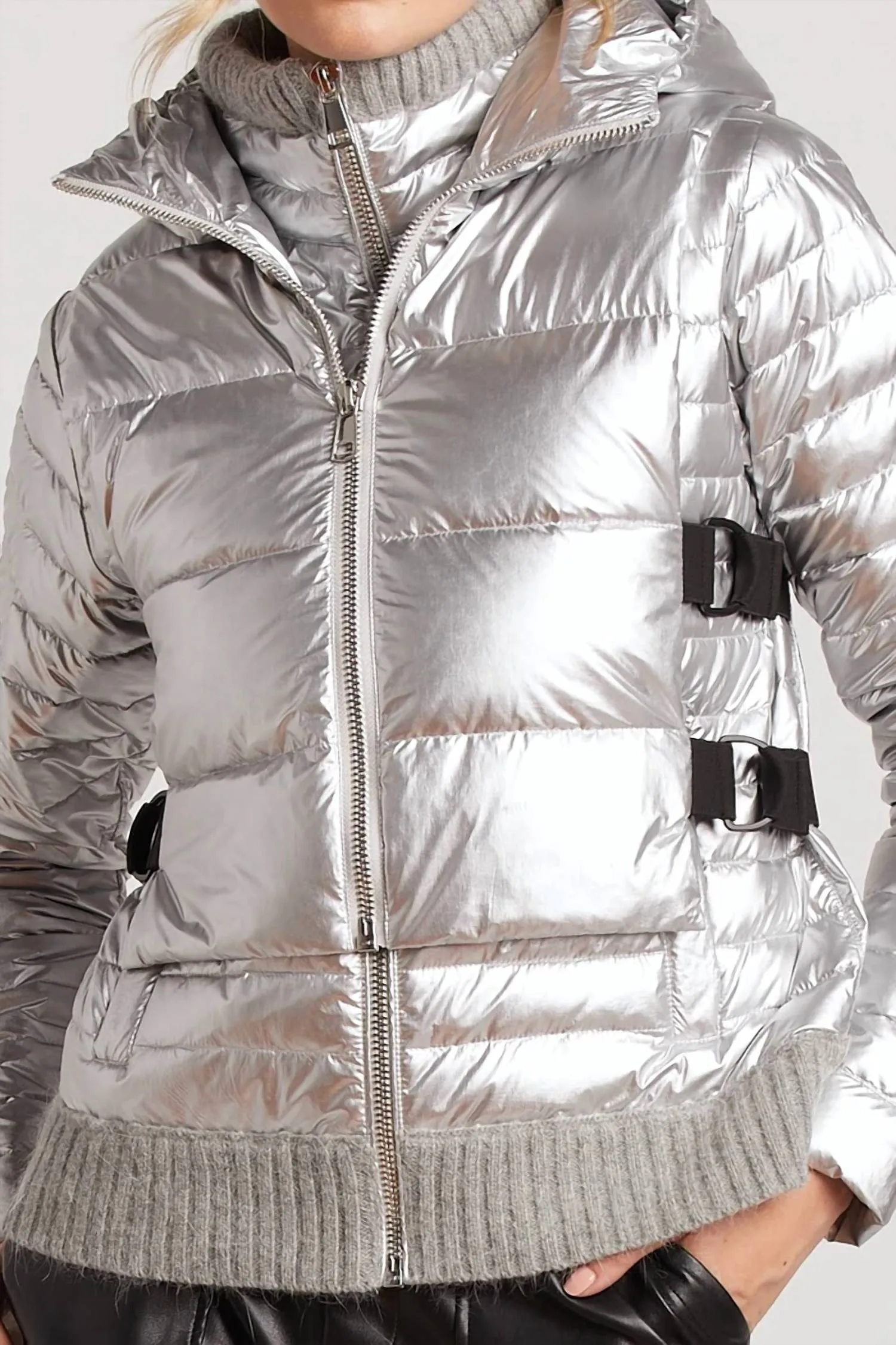 Lola Quilted Gilet Vest In Silver