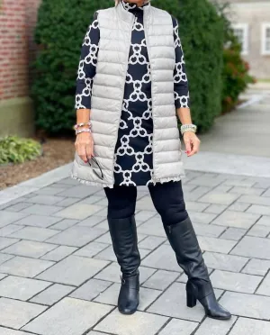 Long Silver Puffer Vest