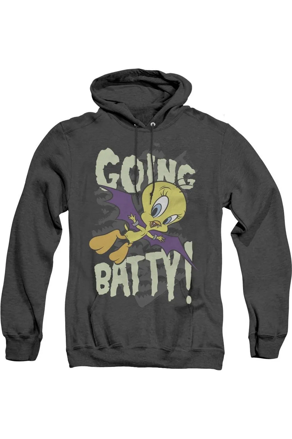 Looney Tunes Going Batty Adult Heather Hoodie / Hooded Sweatshirt