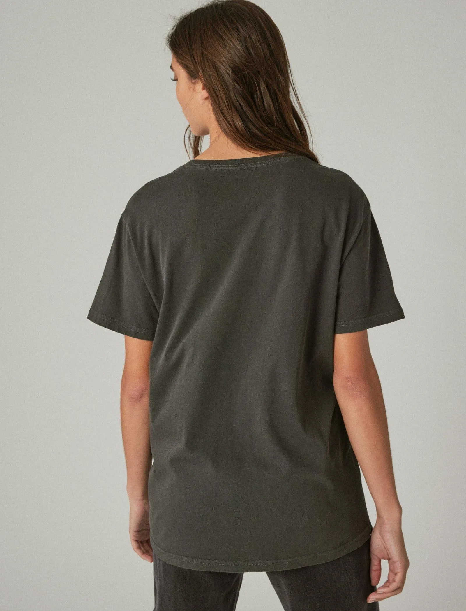 Lucky Brand Women's Pink Floyd Word Circle Boyfriend Tee