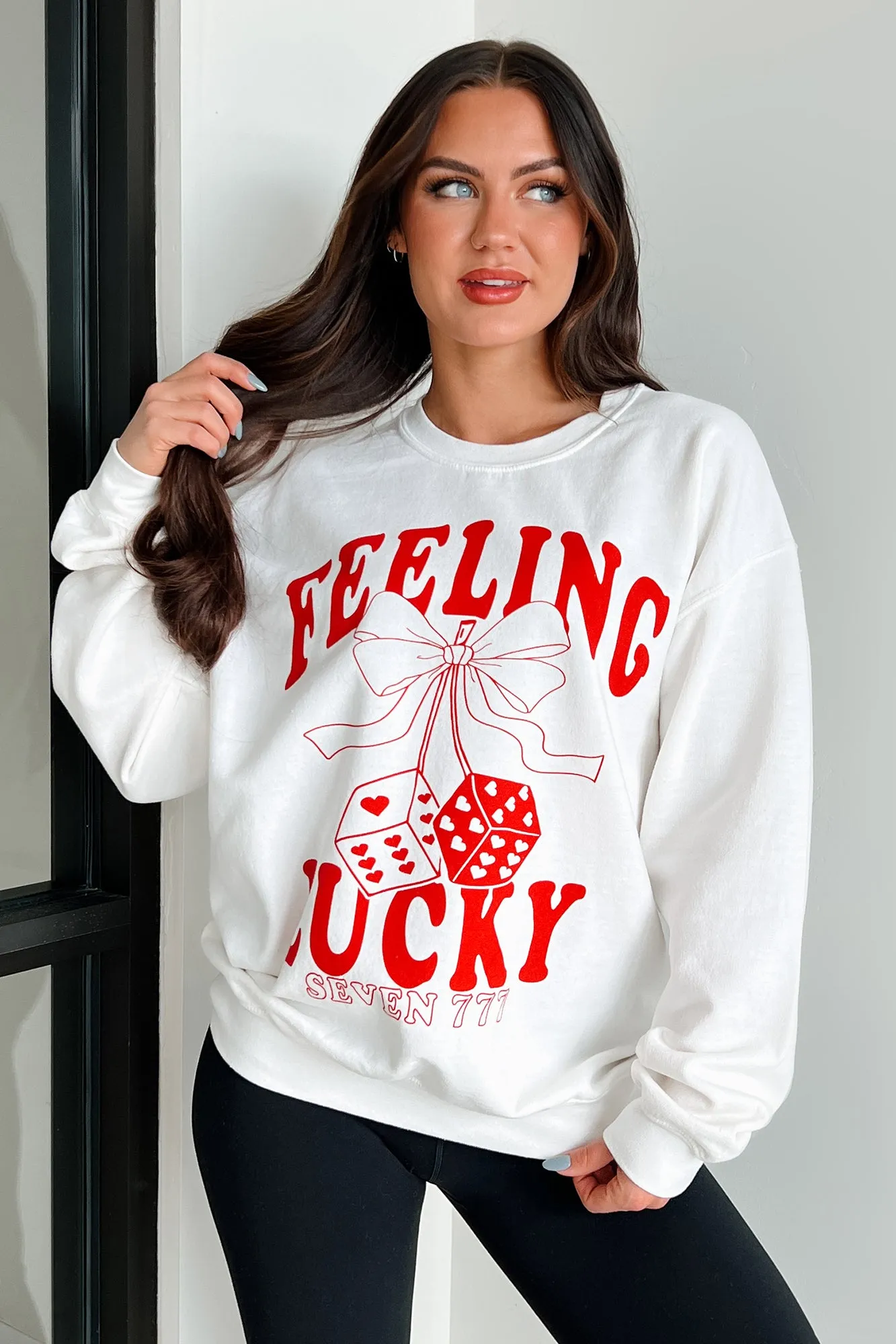 Lucky Sevens Oversized Graphic Sweatshirt (Cream)