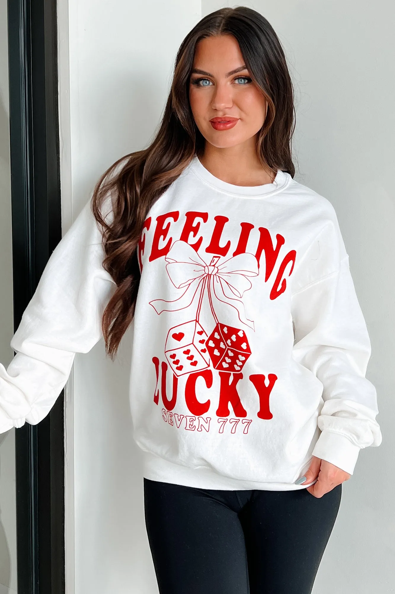 Lucky Sevens Oversized Graphic Sweatshirt (Cream)