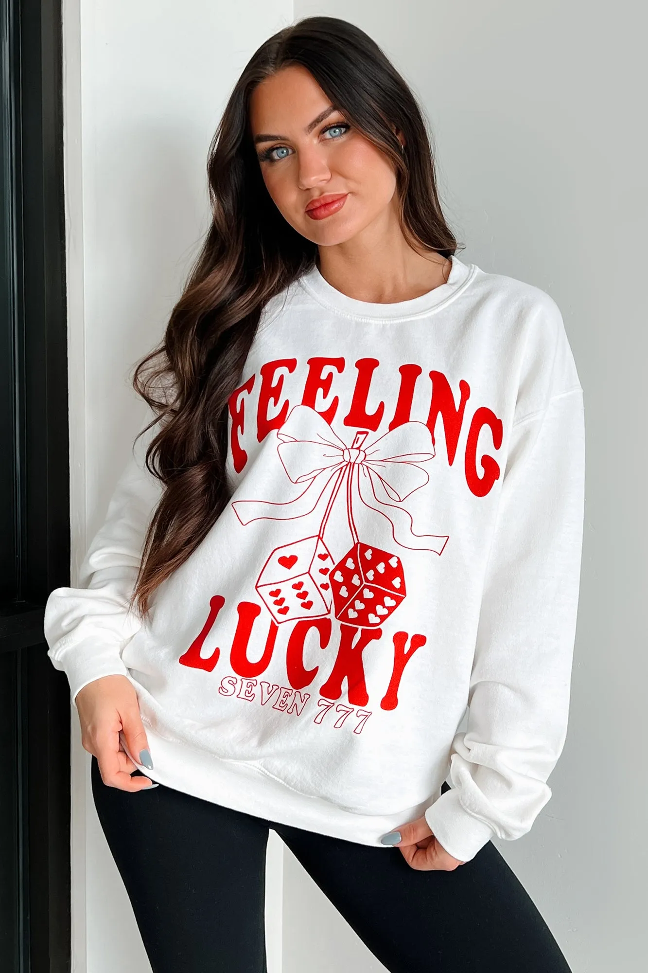 Lucky Sevens Oversized Graphic Sweatshirt (Cream)