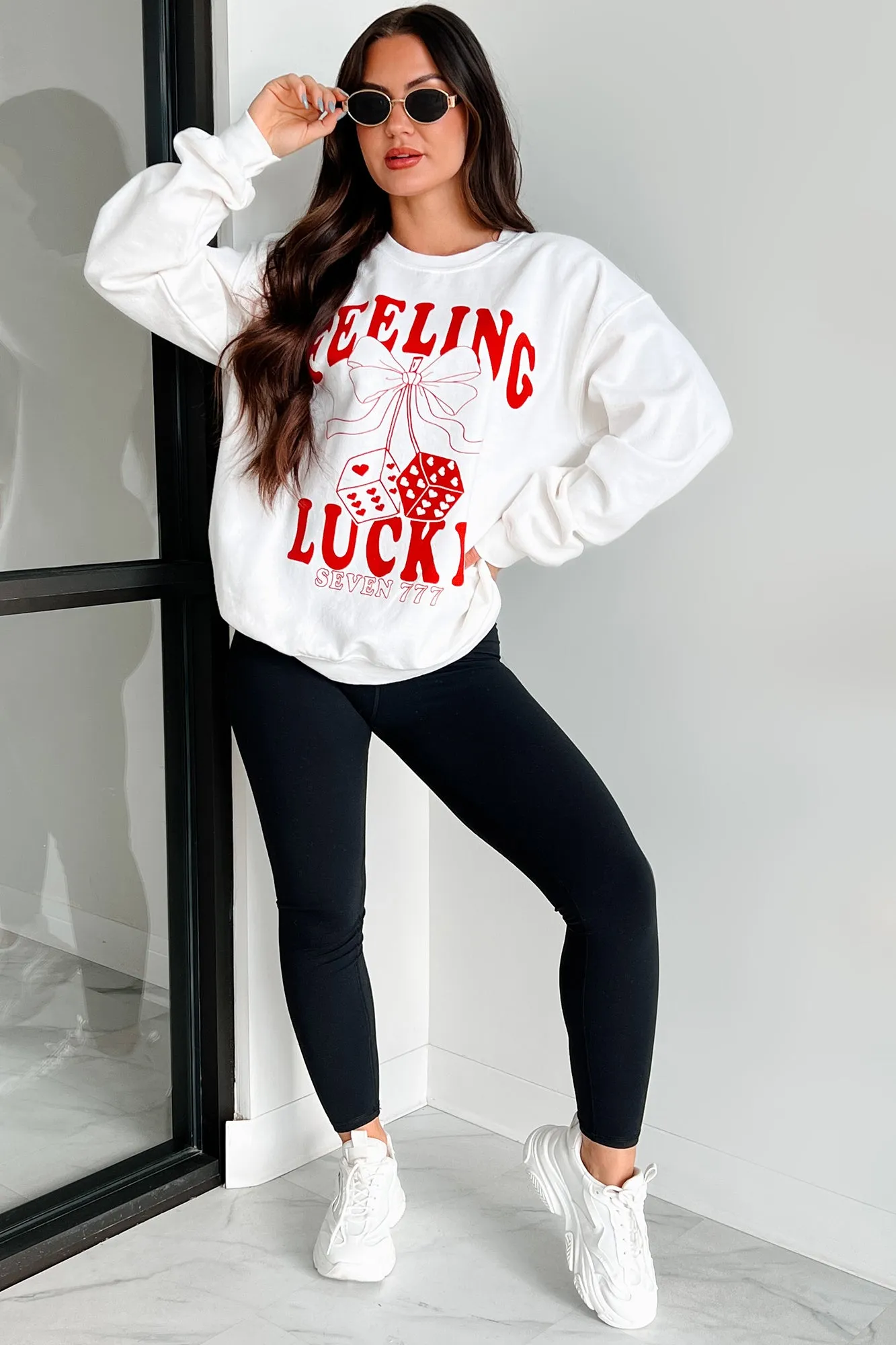 Lucky Sevens Oversized Graphic Sweatshirt (Cream)
