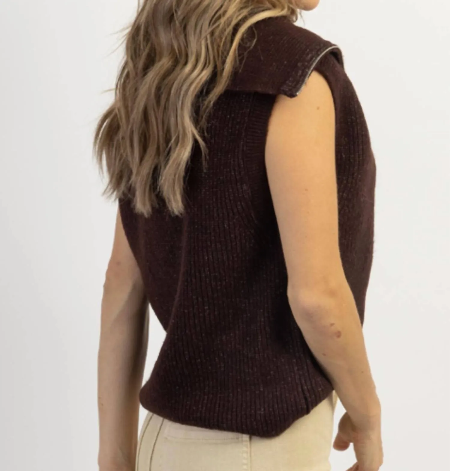 Mackenzie Collared Sweater Vest In Espresso