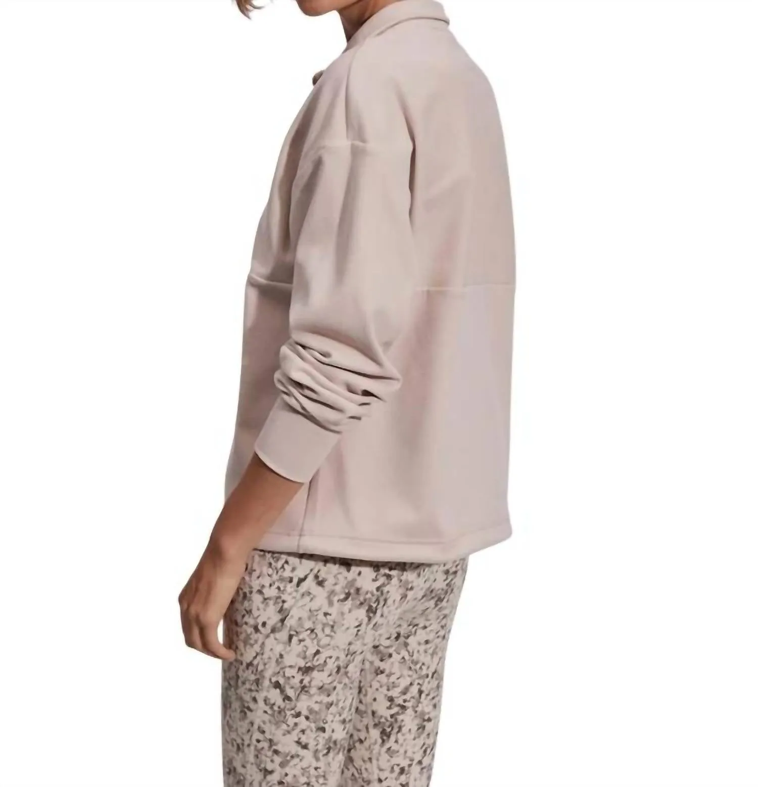 Maida Half Zip Midlayer Top In Mushroom Marl