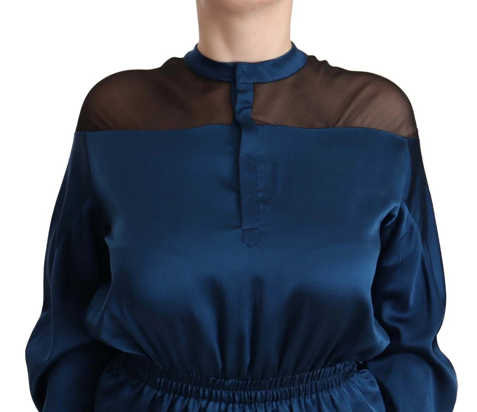 Masha Ma  Silk Long Sleeves Elastic Waist Top Women's Blouse