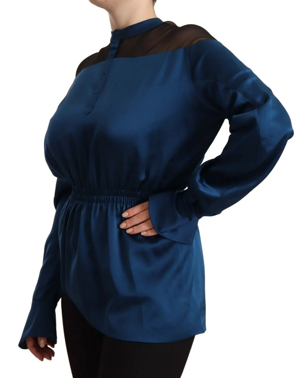 Masha Ma  Silk Long Sleeves Elastic Waist Top Women's Blouse