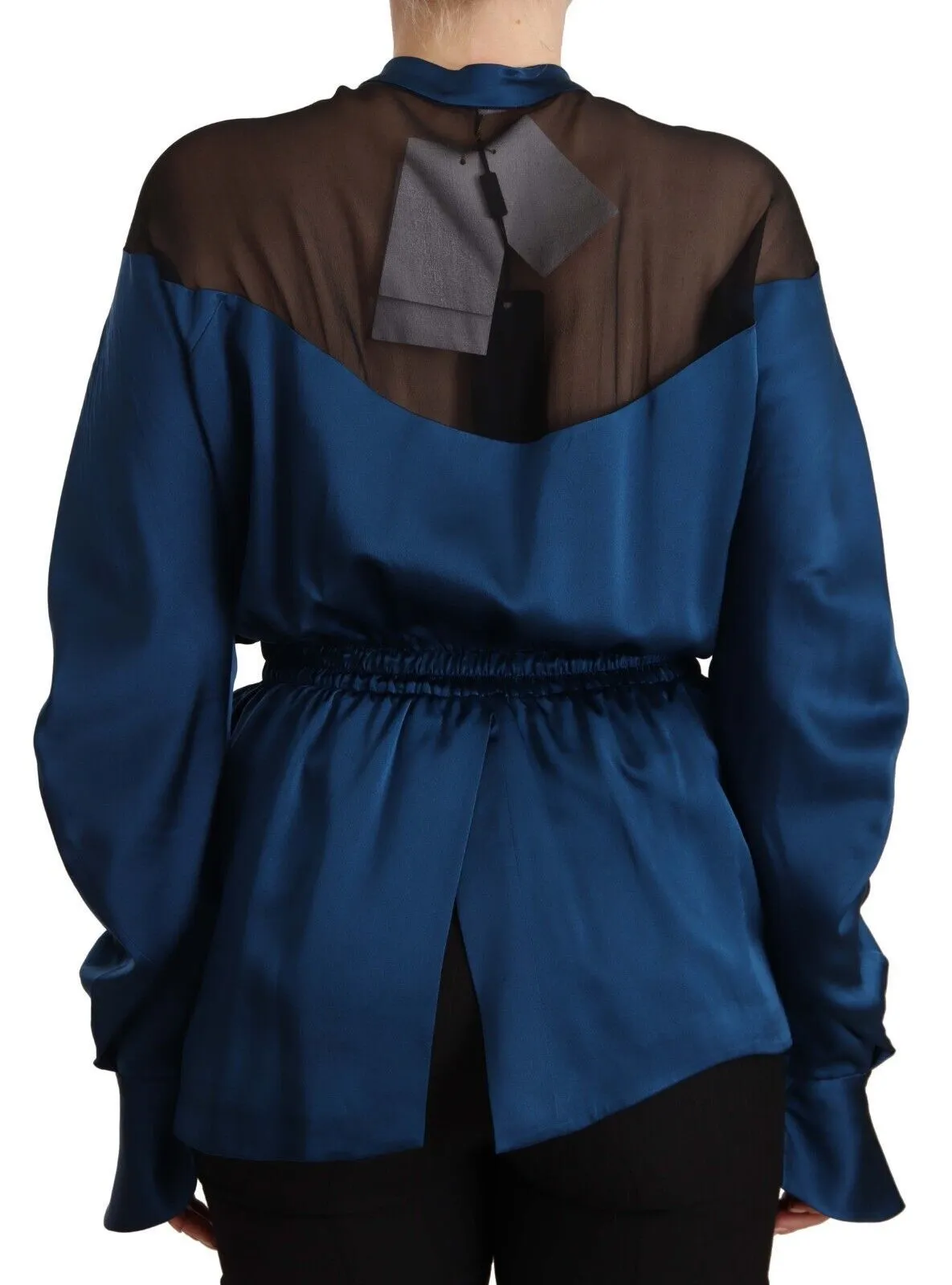 Masha Ma  Silk Long Sleeves Elastic Waist Top Women's Blouse