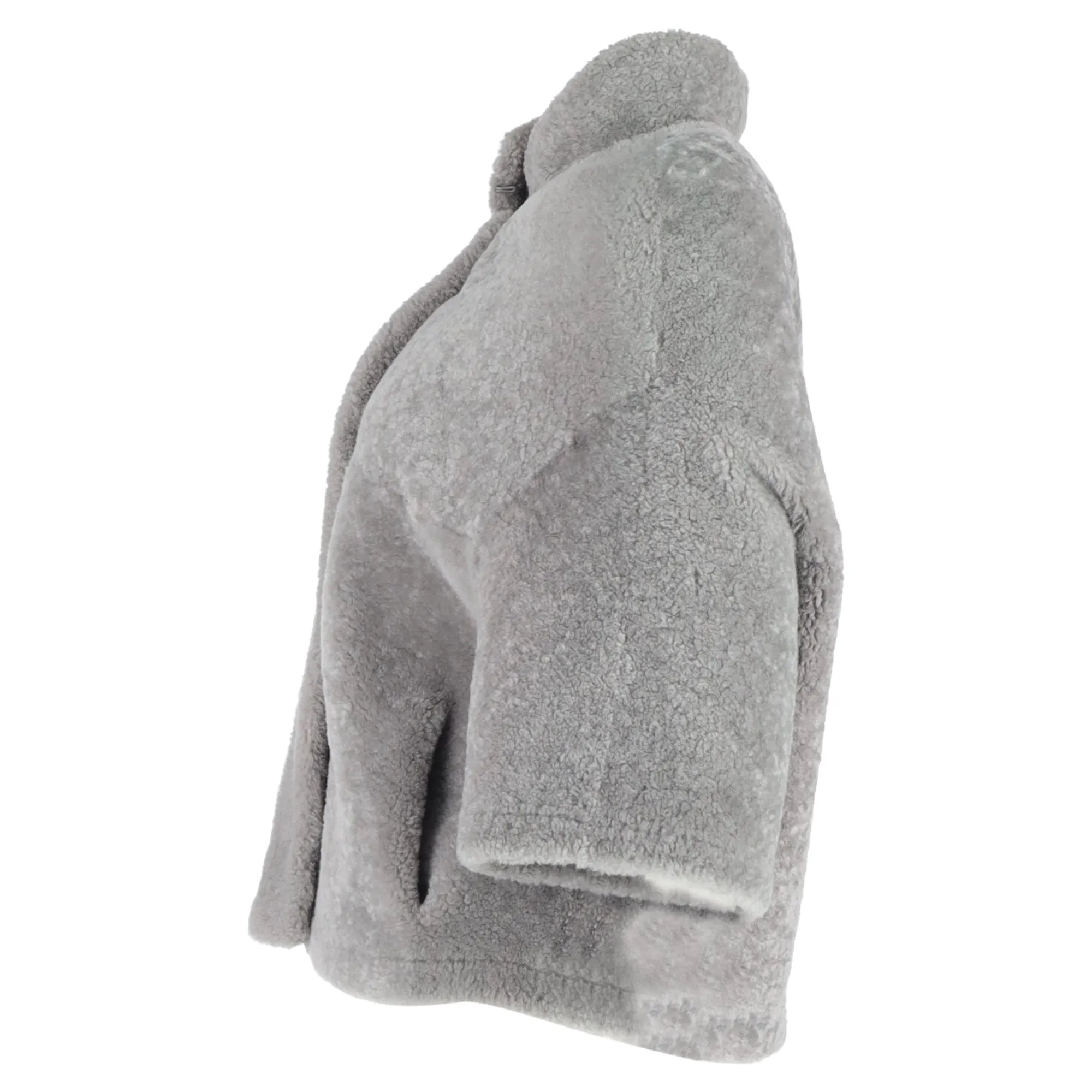 Max Mara Tebe Teddy Cape in Grey Alpaca Wool
