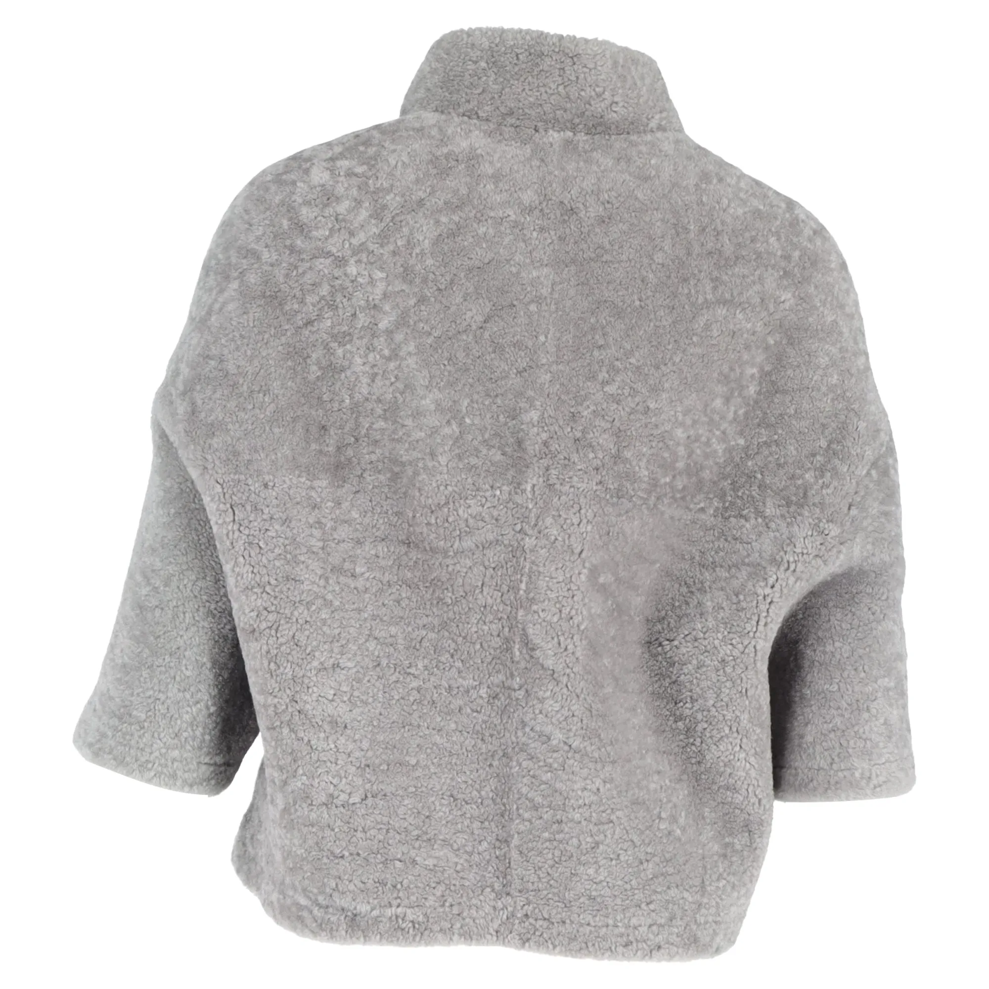 Max Mara Tebe Teddy Cape in Grey Alpaca Wool