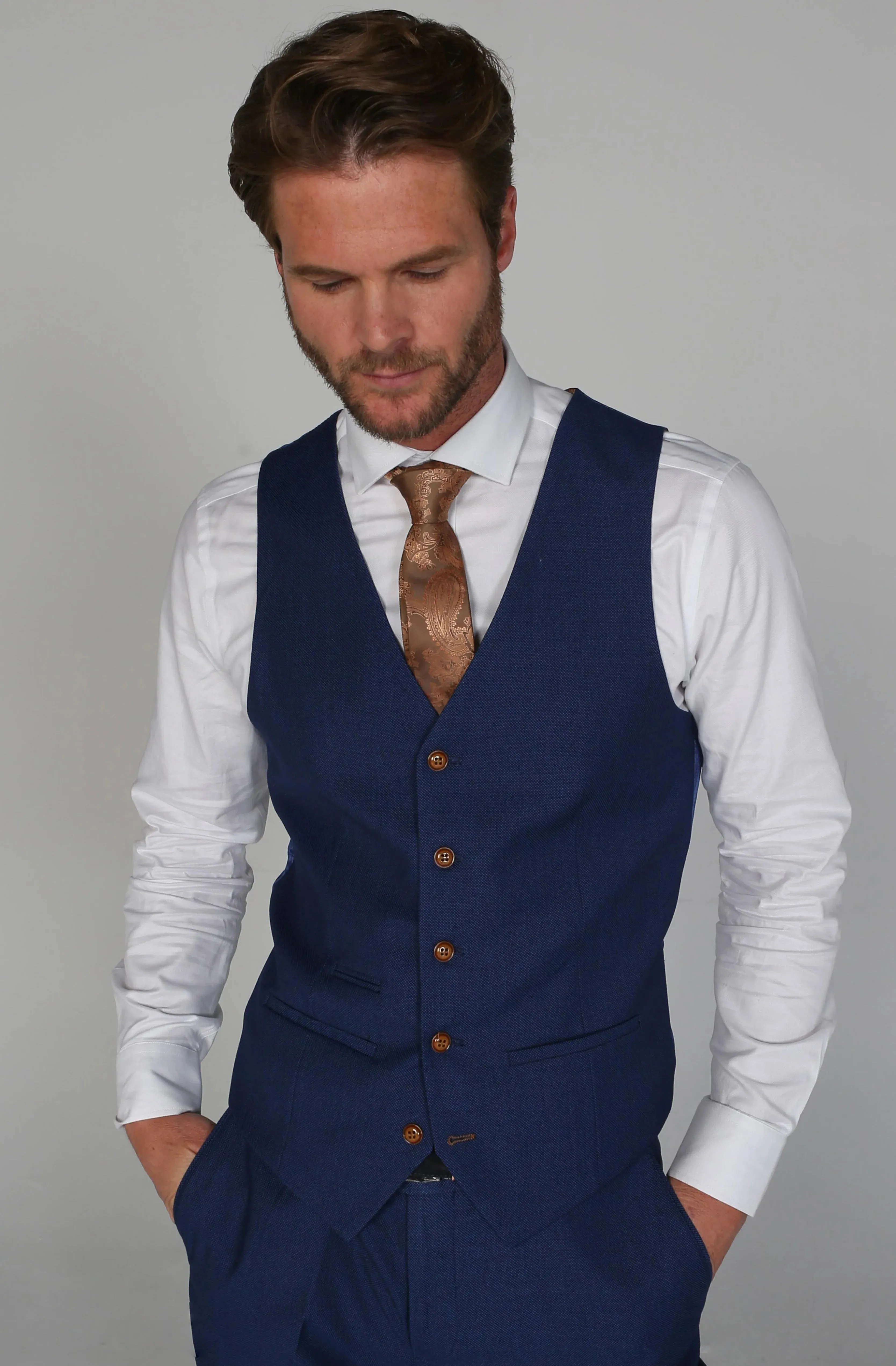 Mayfair Birdseye Blue Waistcoat Wedding Prom Attire