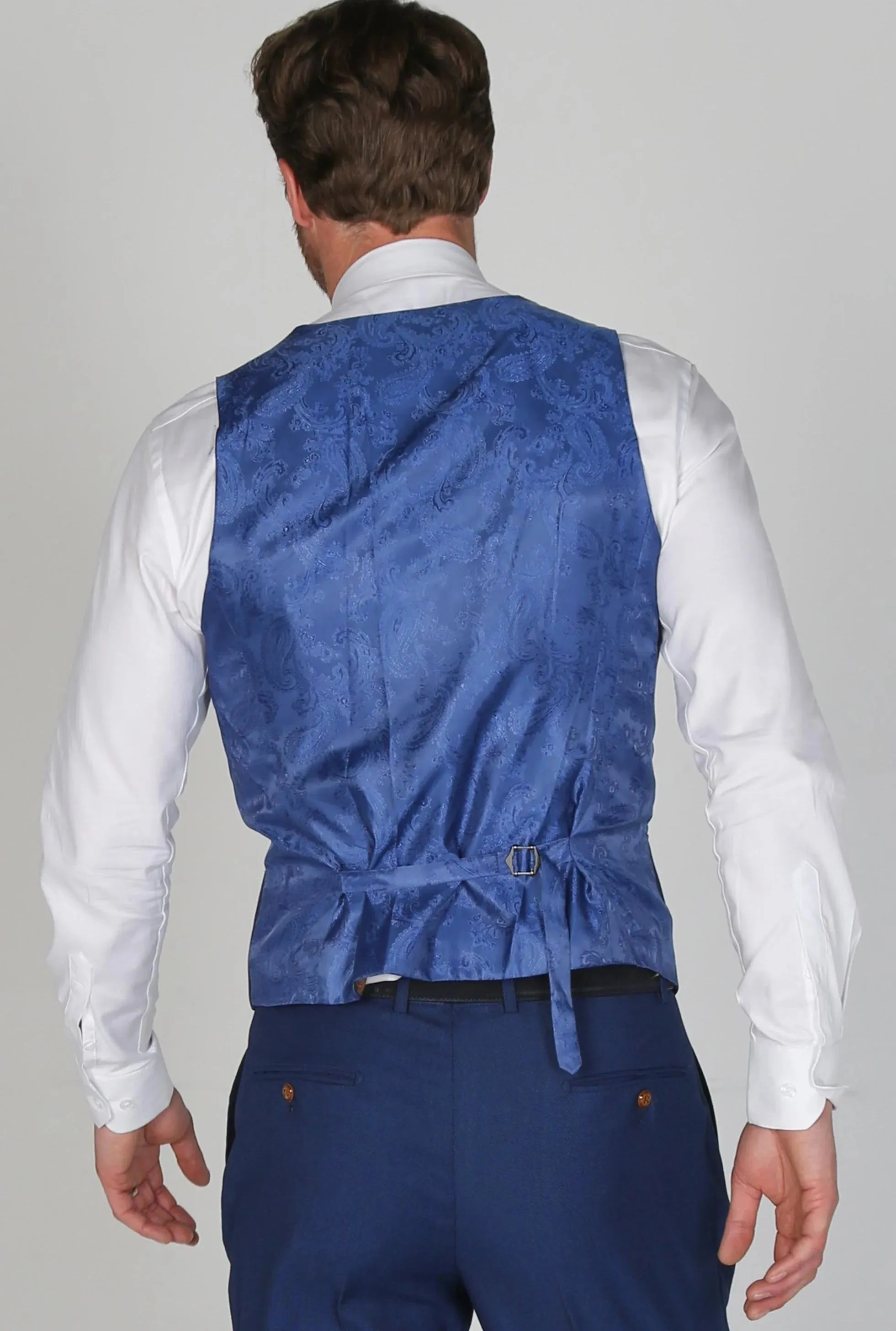 Mayfair Birdseye Blue Waistcoat Wedding Prom Attire