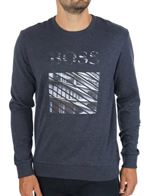 Men Salbo Iconic 3 Tonal Embossed Logo Slim Fit Sweatshirt In Dark Blue
