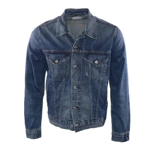 Men's Distressed Denim Jacket In Denim Blue