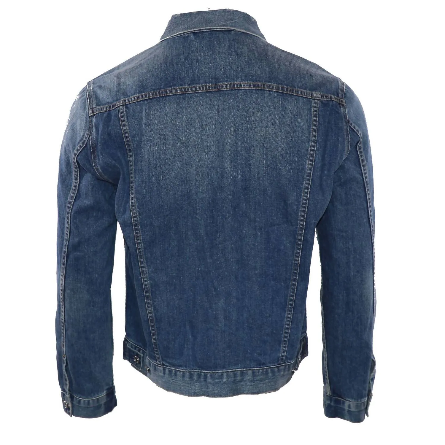 Men's Distressed Denim Jacket In Denim Blue