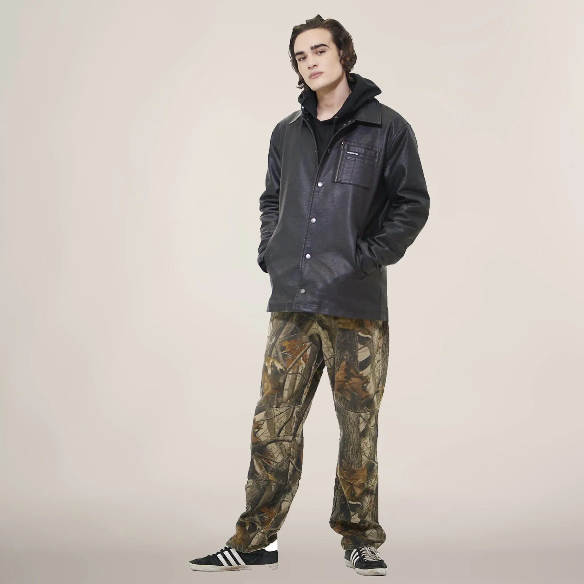 Men's Faux Leather Coach Jacket