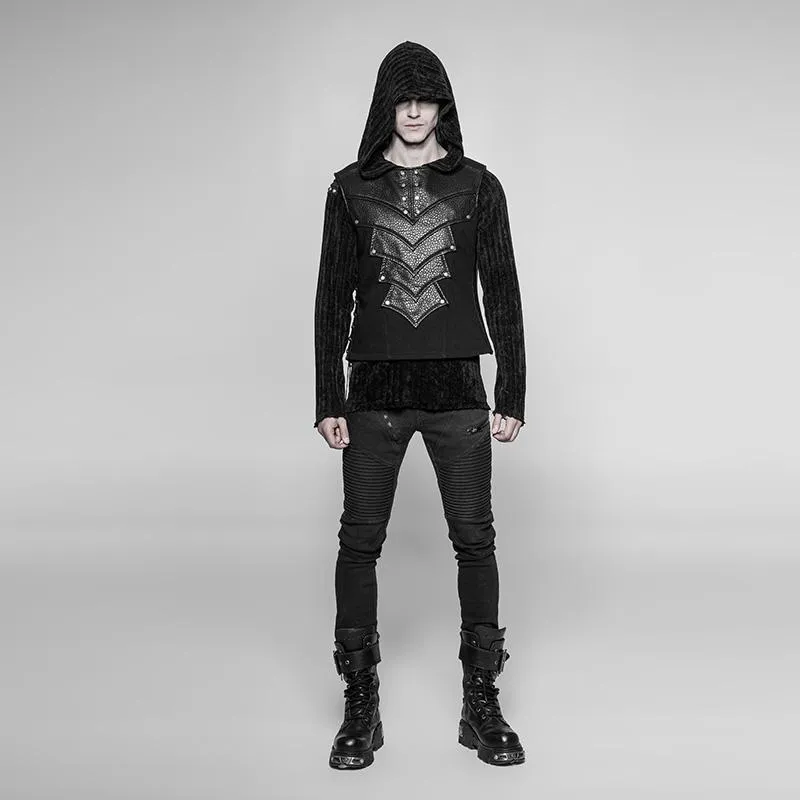 Men's Faux Leather Detailed Punk Vest