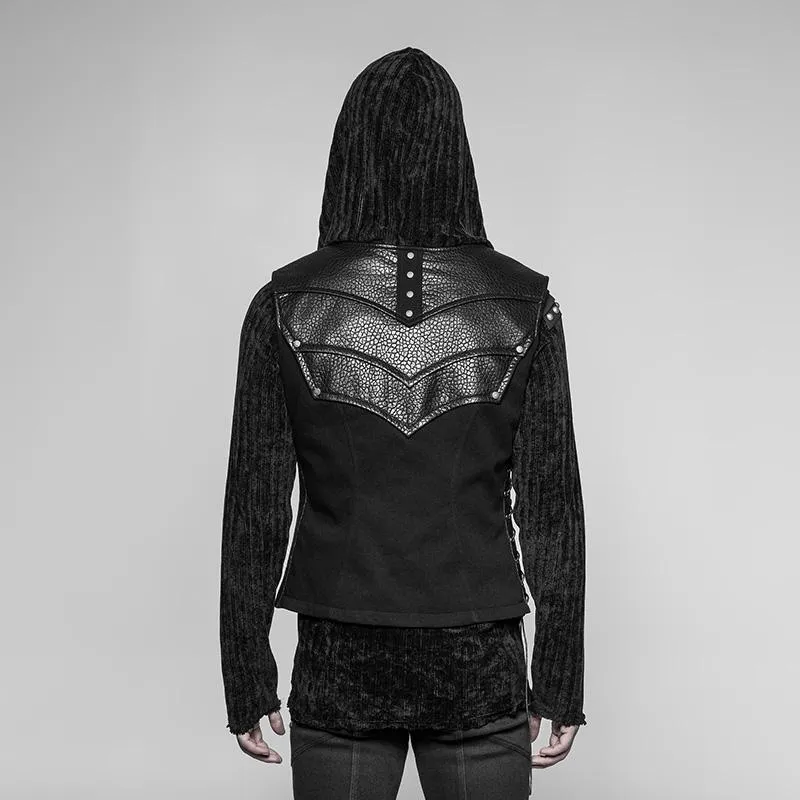Men's Faux Leather Detailed Punk Vest