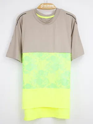 Men's Floral Printed Sport T-Shirt,Beige/Light Green