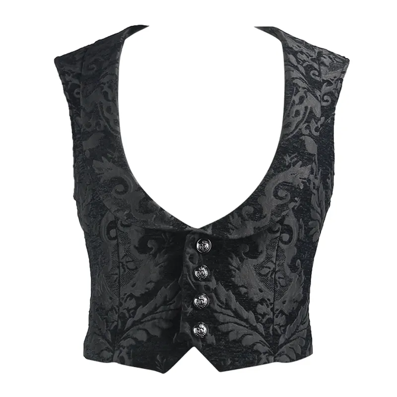 Men's Goth Single-breasted Jacquard Waistcoat