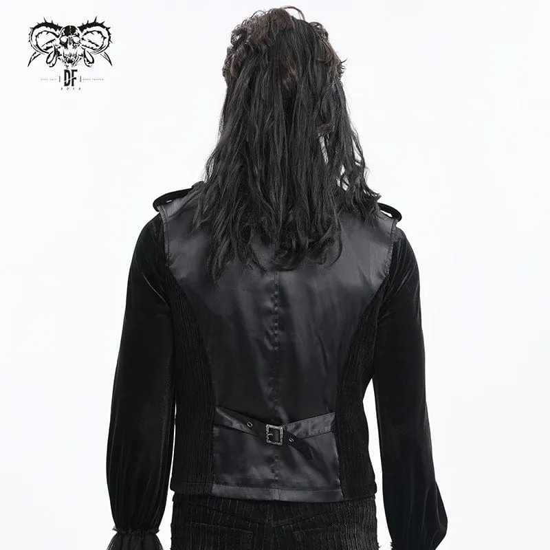 Men's Gothic Floral Crochet Zip Vest