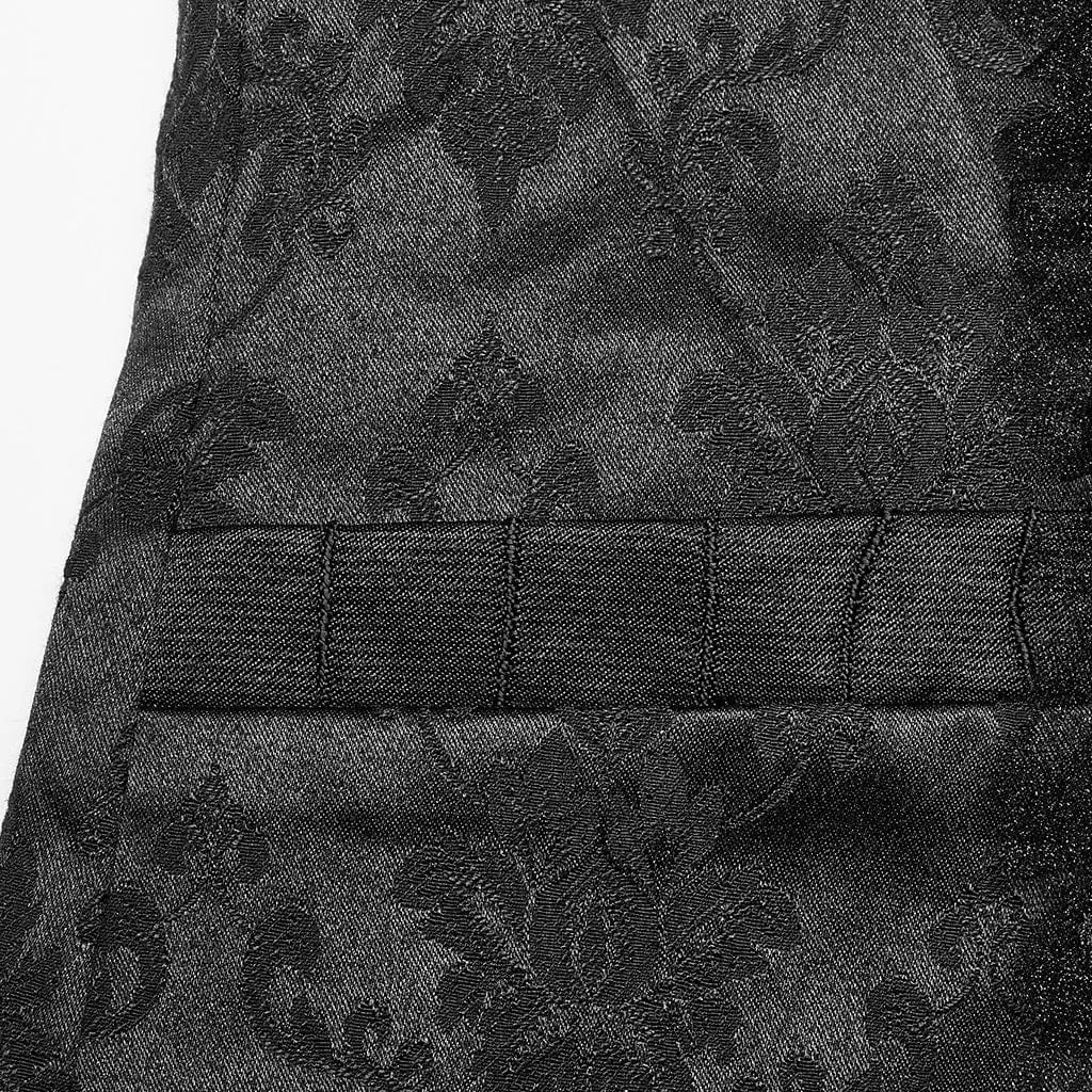 Men's Gothic Floral Printed Ruffled Vest