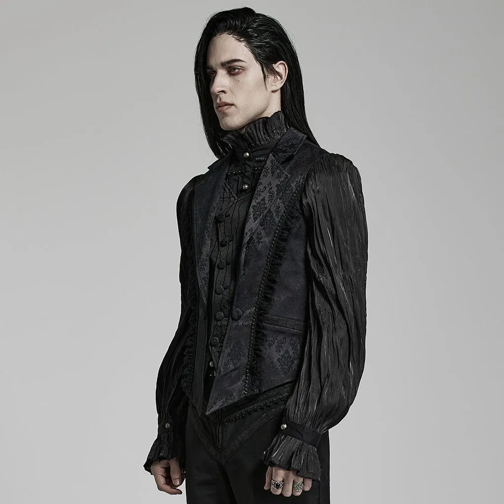 Men's Gothic Floral Printed Ruffled Vest