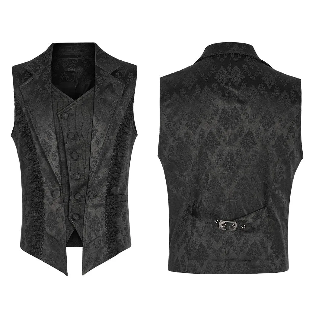 Men's Gothic Floral Printed Ruffled Vest