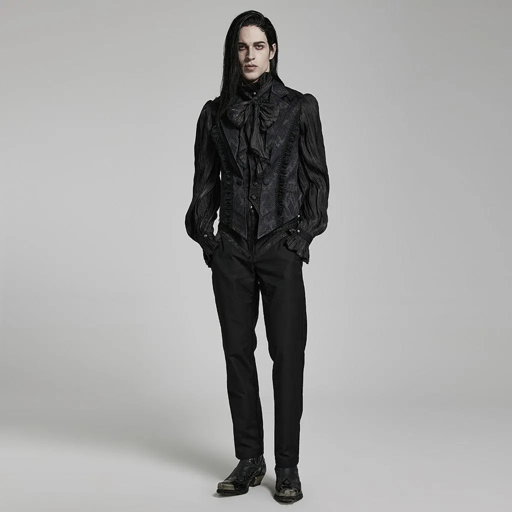 Men's Gothic Floral Printed Ruffled Vest