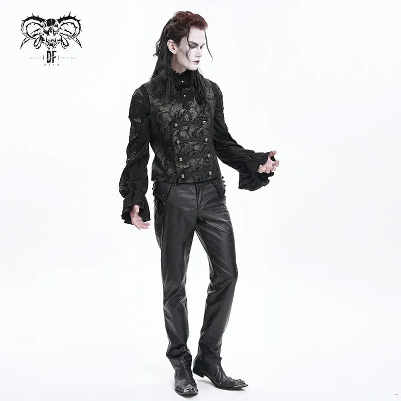 Men's Gothic Floral Studs Buckle-up Waistcoat Gloden